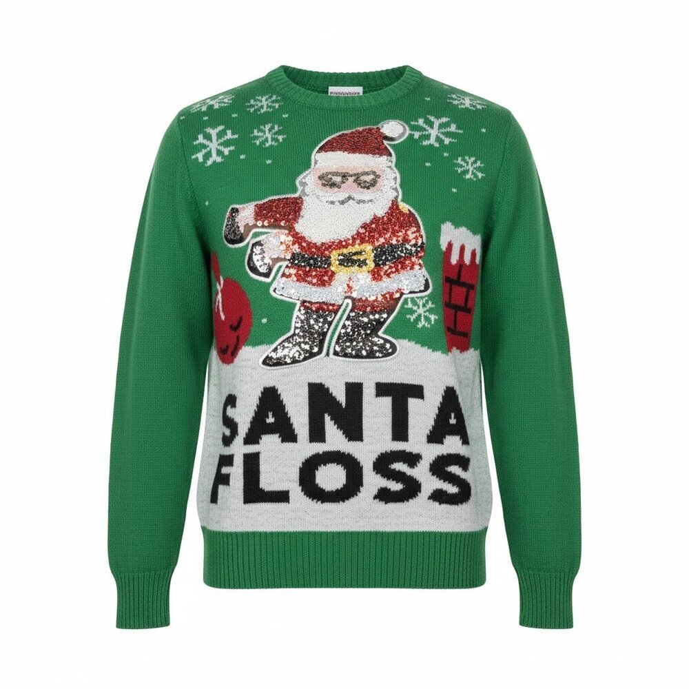 Well Worn Holiday Sweater Santa Floss Ugly Christmas Sweater KIDS Size Medium